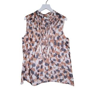 J Crew Top 6 Multi Print Sleeveless Tassel Casual Boho Cotton Blend Neutral